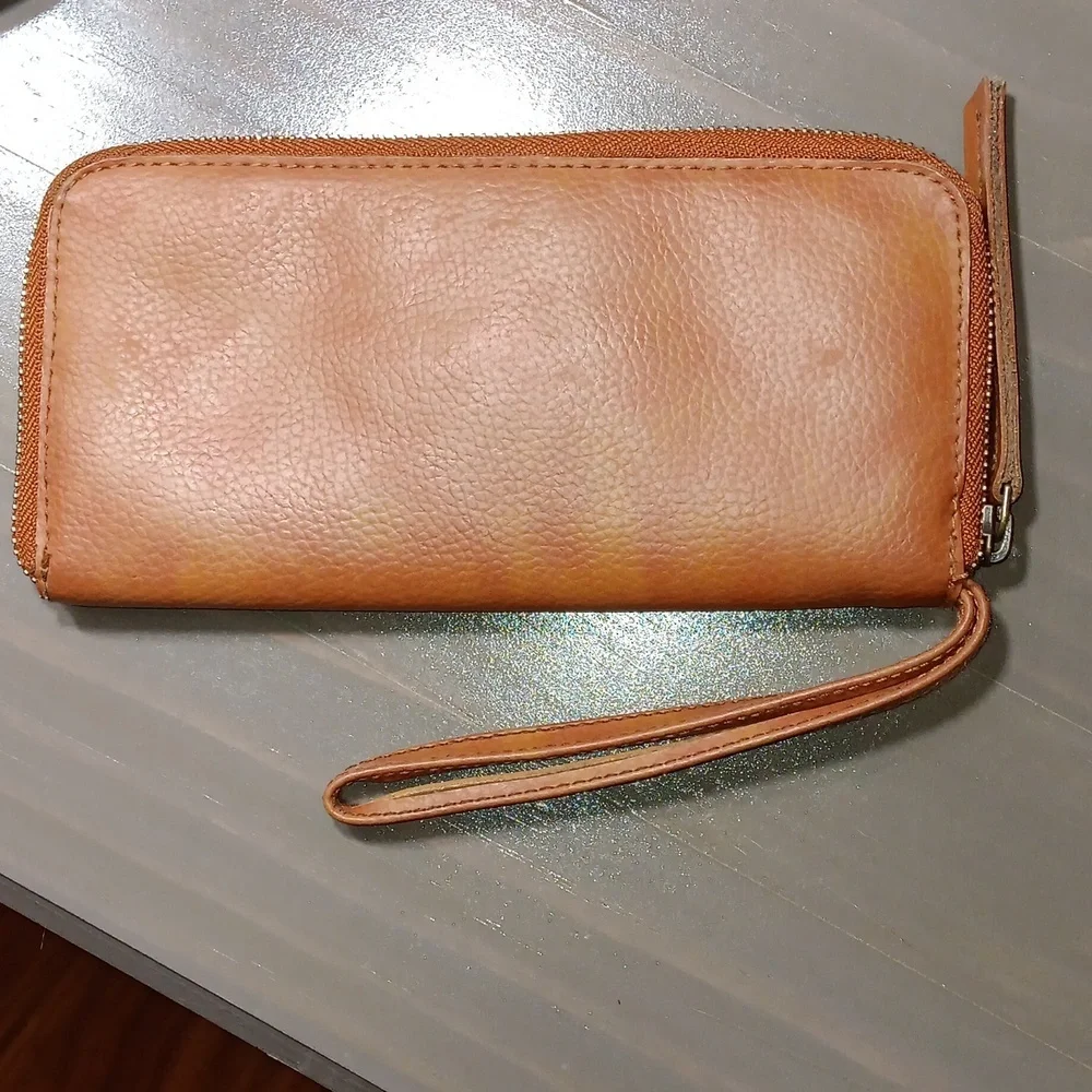 Free People Vegan Leather Wristlet Brown